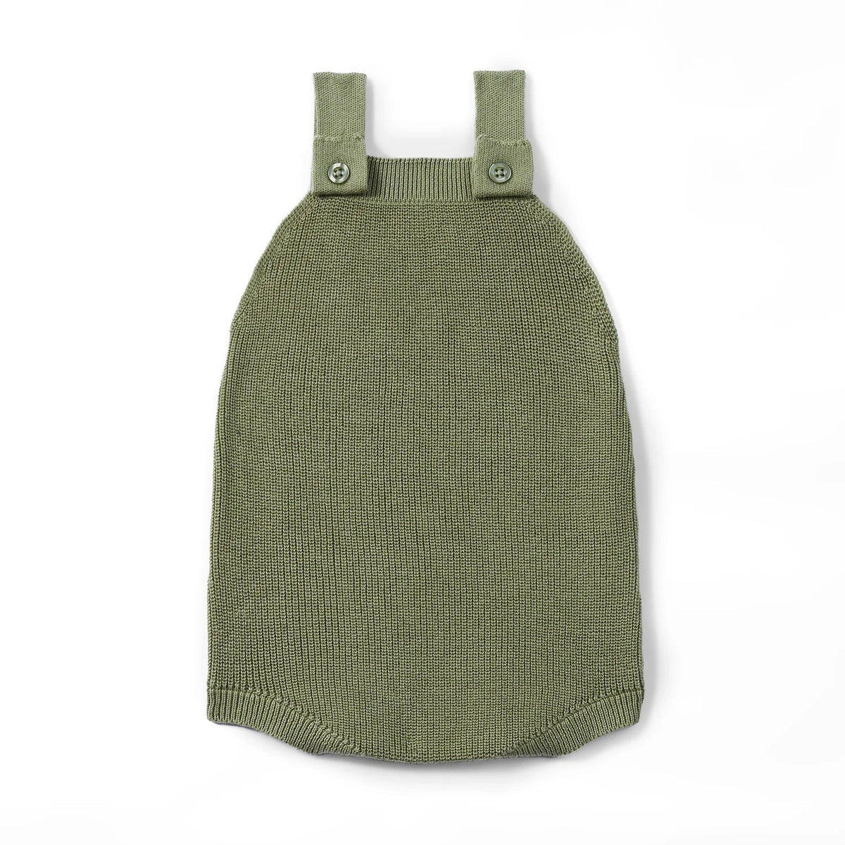 Baby Knit Button Strap Romper in Sage Green