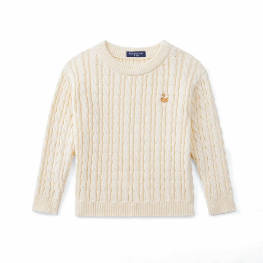 Classic Cable Knit Baby Sweater in Cream