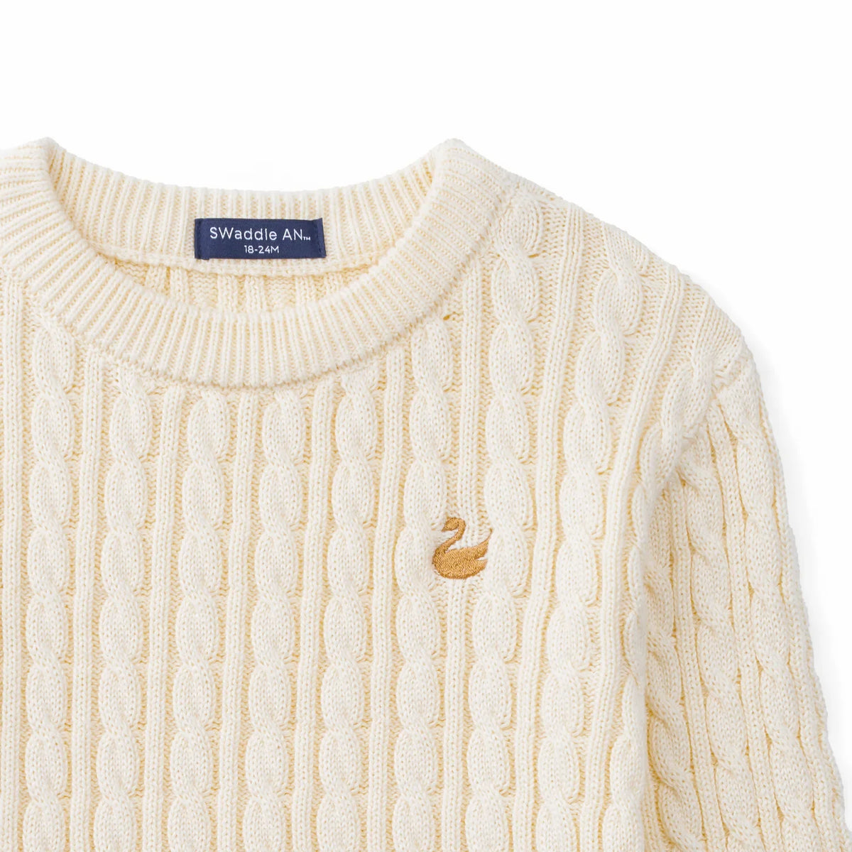 Classic Cable Knit Baby Sweater in Cream