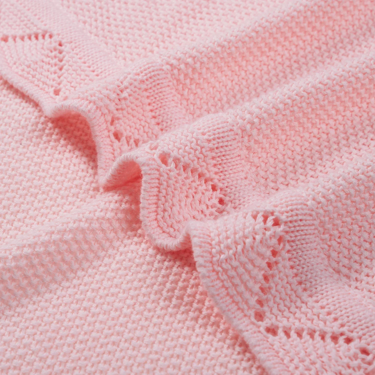 Heirloom Lace Knit Baby Blanket in Pink
