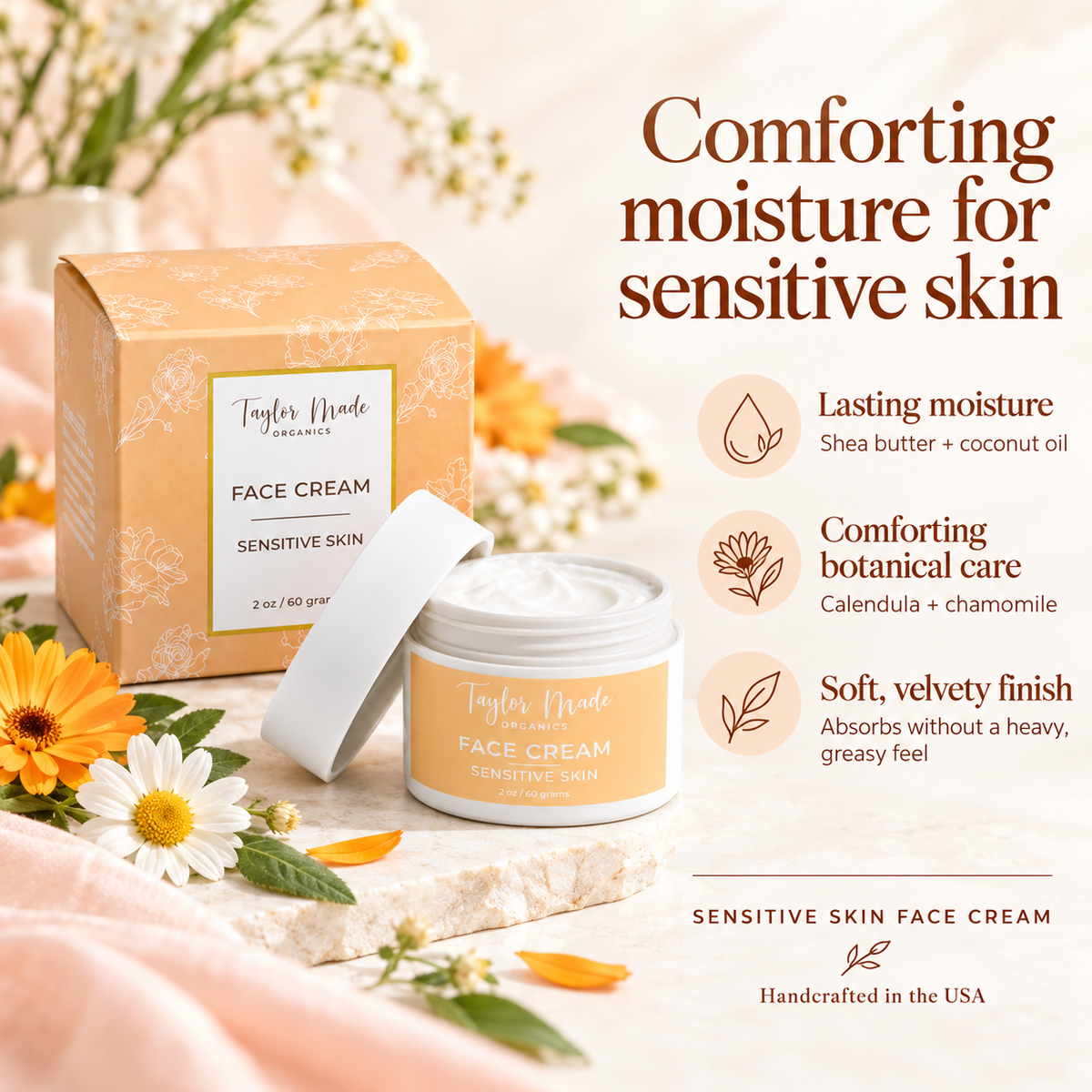 Sensitive Skin Face Cream Calendula + Chamomile