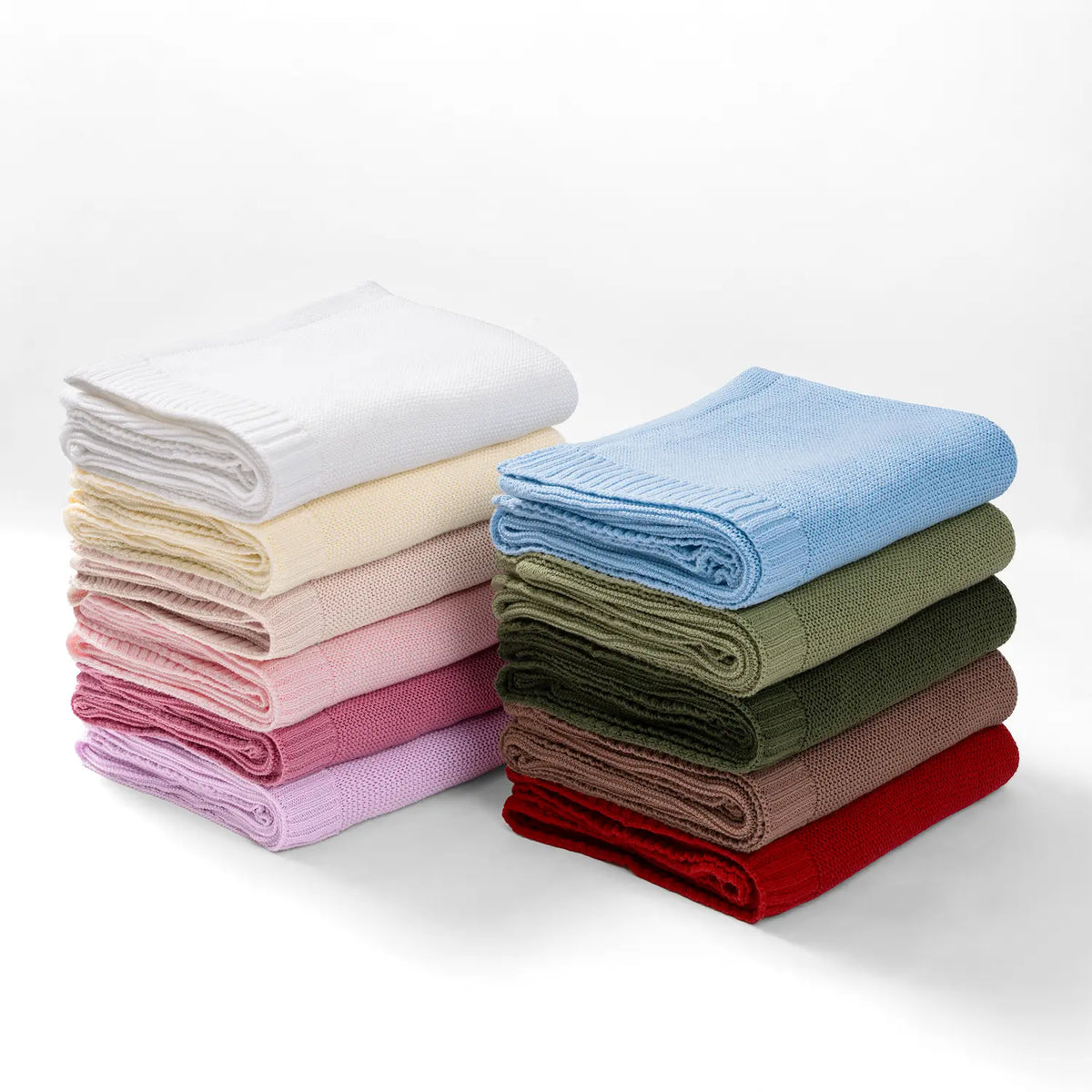 Classic Knit Cotton Baby Blanket in Pink