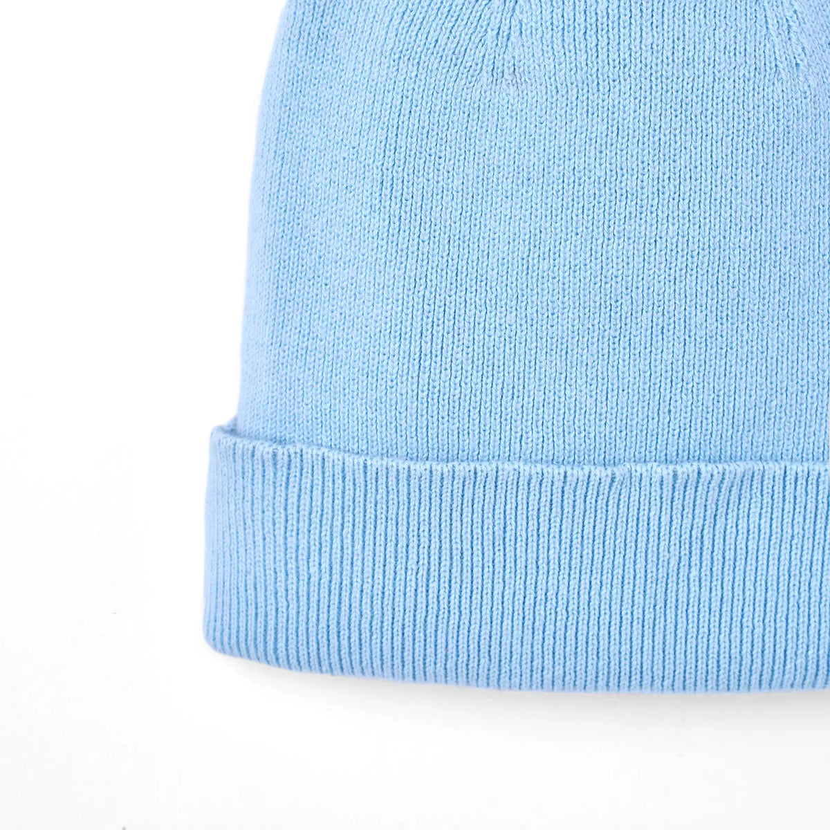 Knit Baby Pom Beanie in Baby Blue
