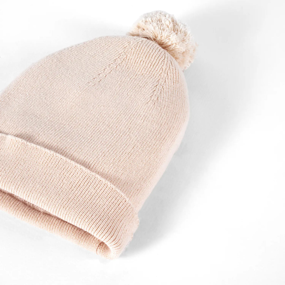 Knit Baby Pom Beanie in Beige