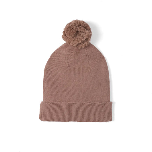 Knit Baby Pom Beanie in Mocha