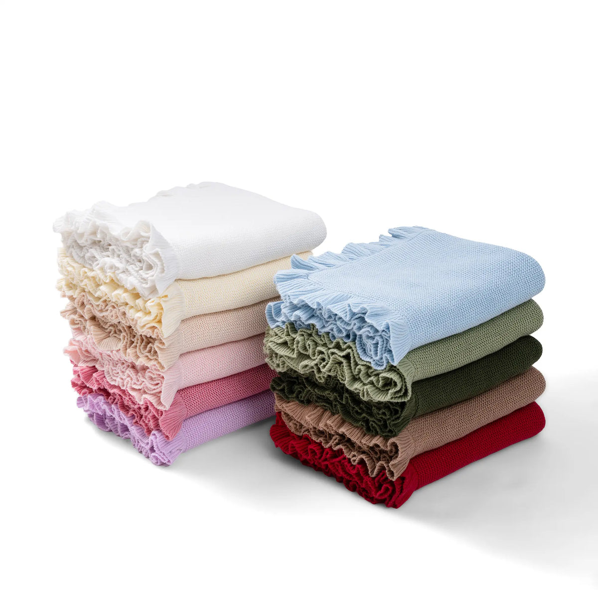 Ruffled Edge Knit Baby Blanket in Lilac