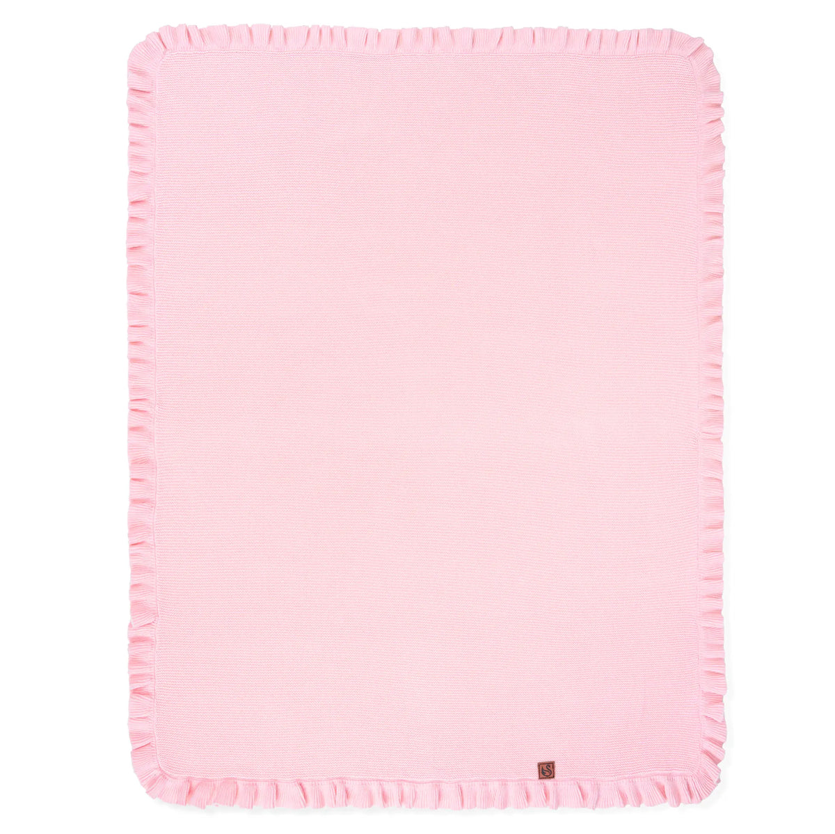 Ruffled Edge Knit Baby Blanket in Pink