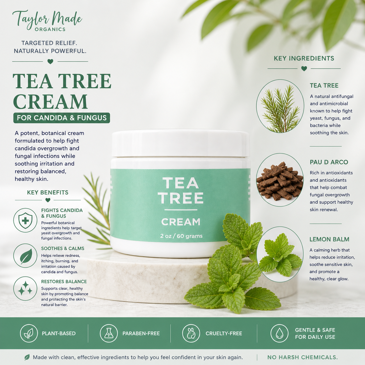 Tea Tree Organic Cream - fungal + candida