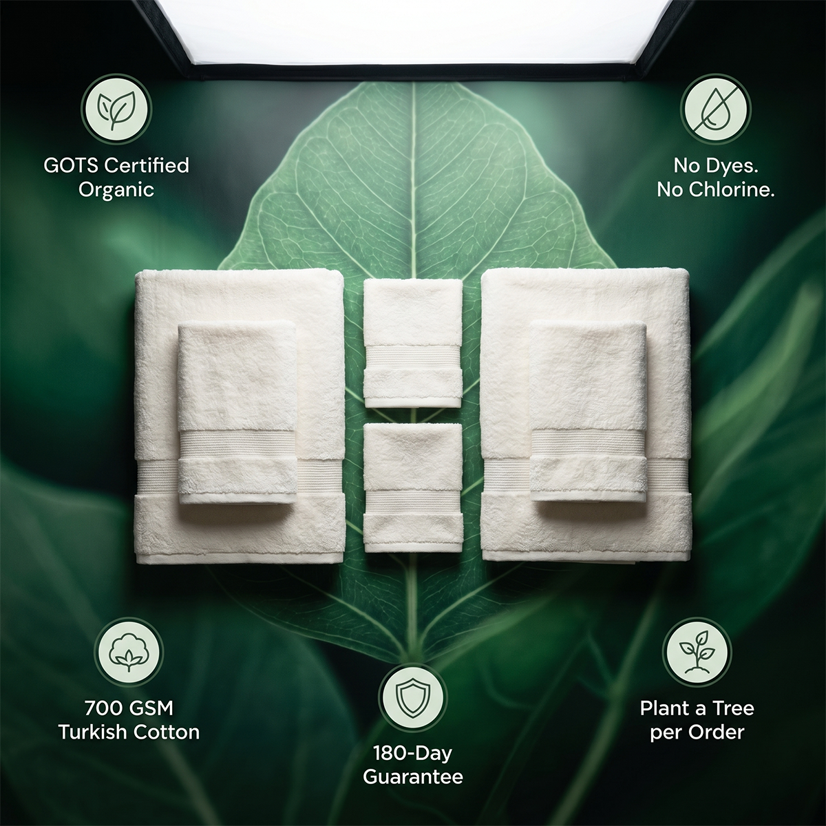 Luxury Organic Bath Six Piece Towel Set Soft, Plush, Eco-Friendly Towels