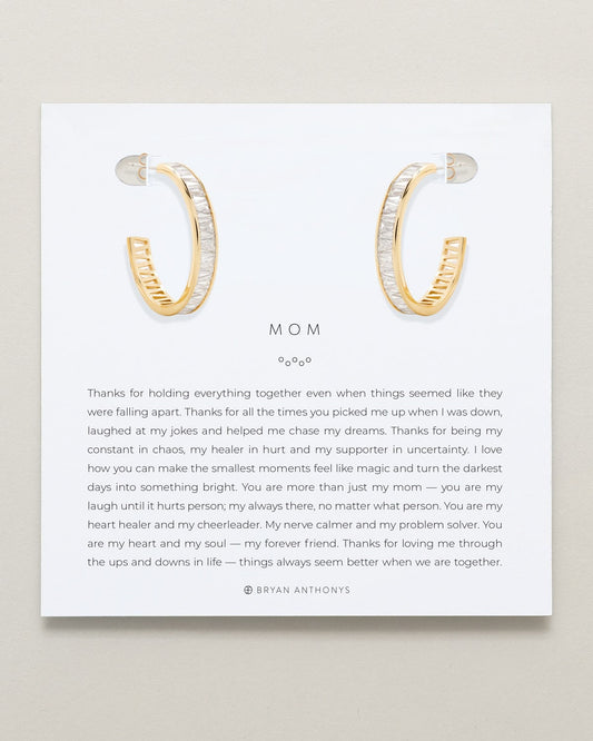 Mom Baguette Midi Hoop Earrings