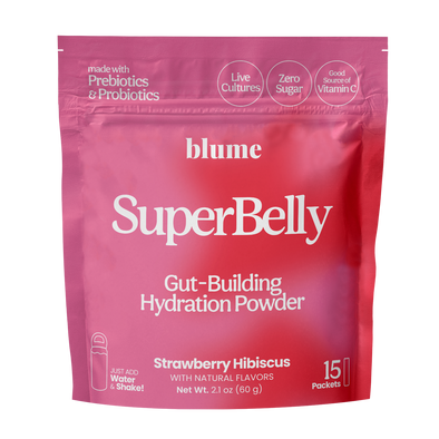 Blume Superfood Lattes Super Belly Strawberry Hibiscus - Gut Building Hydration Powder 