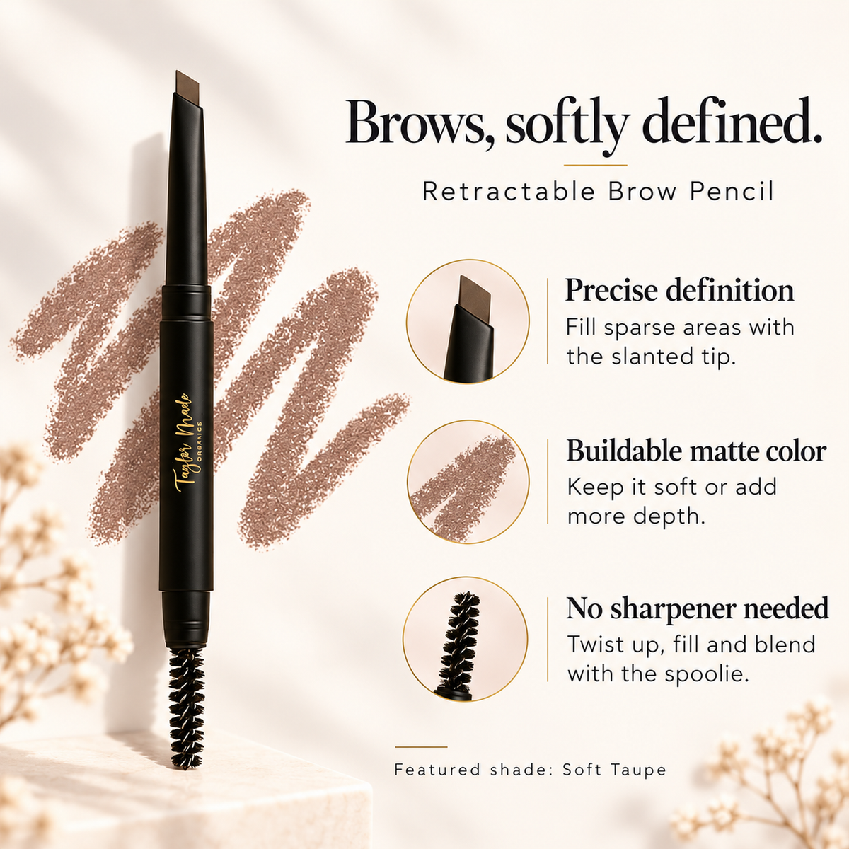 Retractable Brow Pencil Clean, Natural Definition
