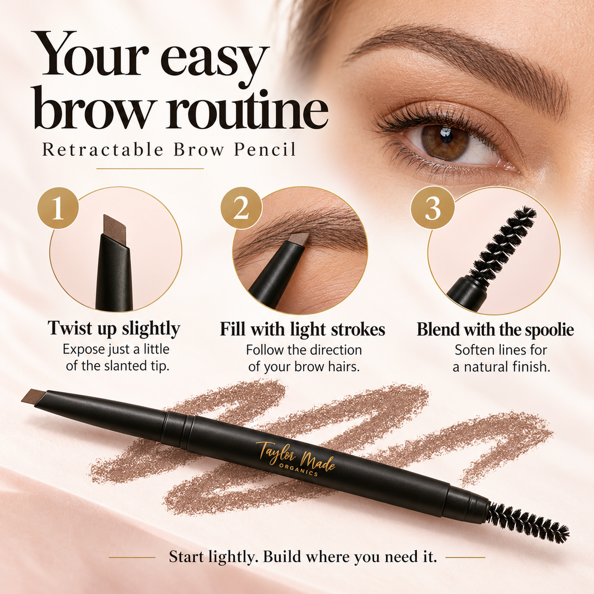 Retractable Brow Pencil Clean, Natural Definition