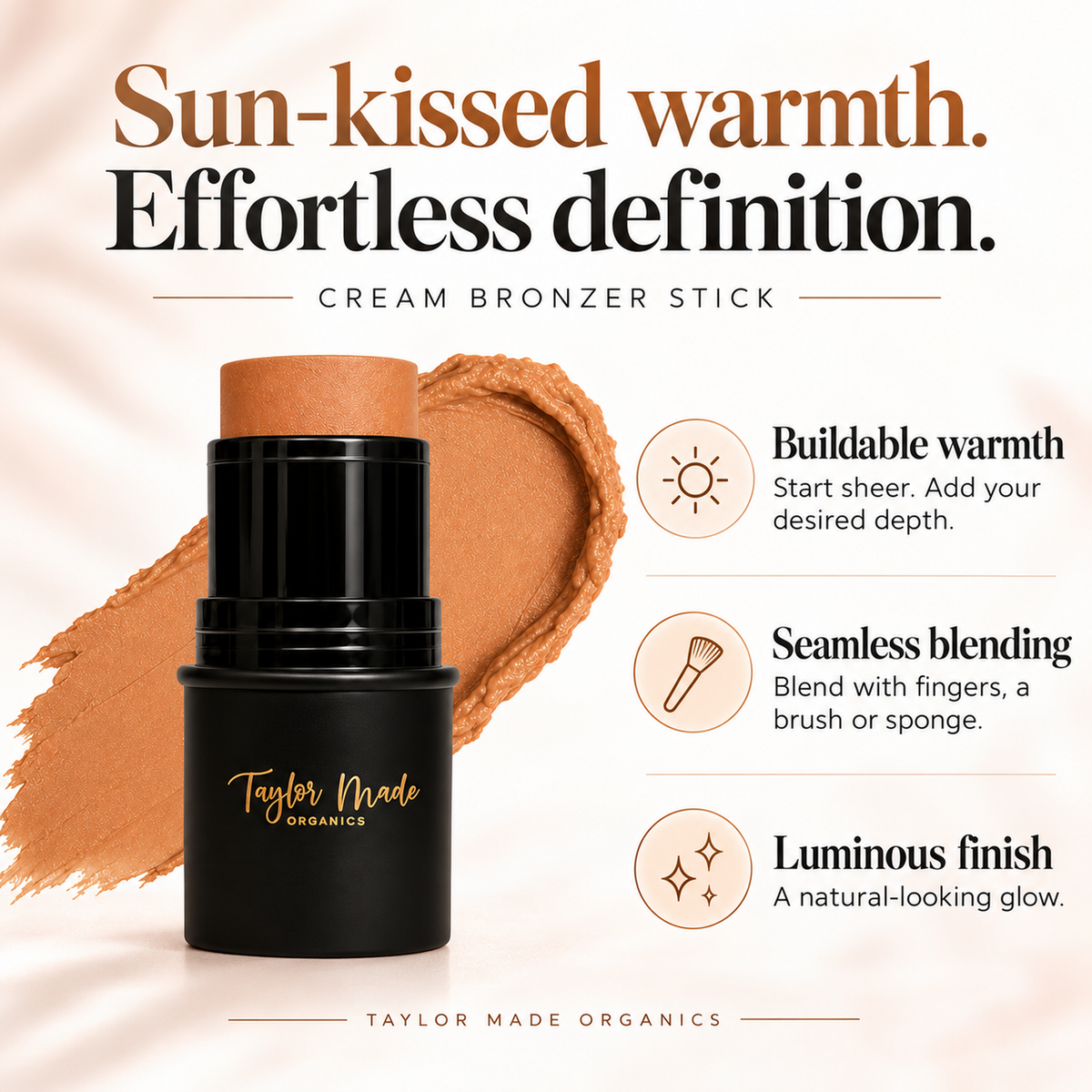 Organic Cream Bronzer Stick – Buildable Sun-Kissed Color