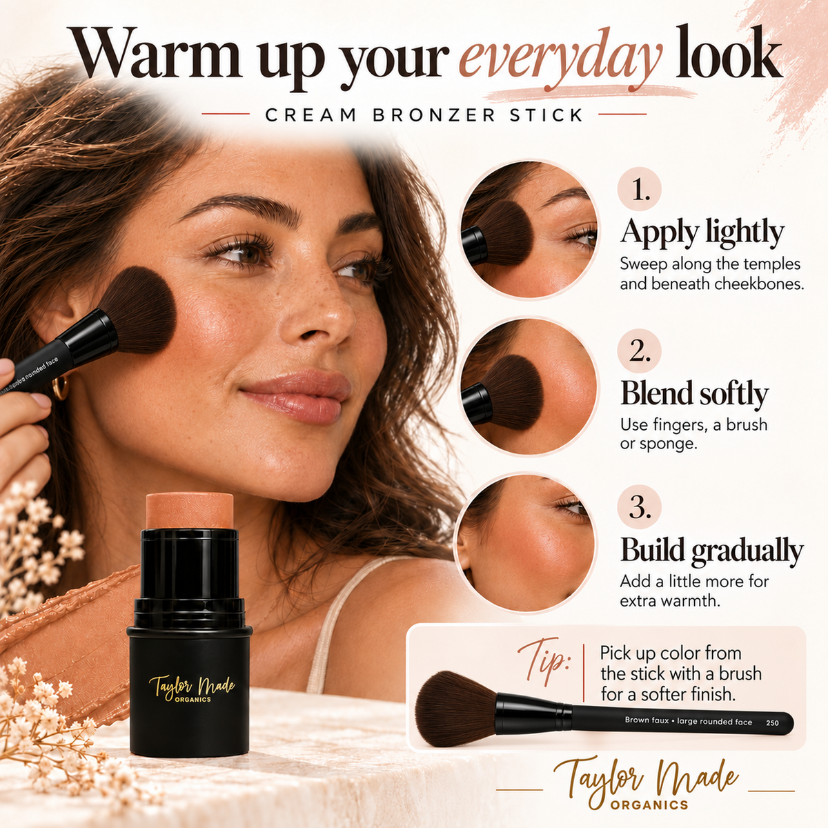 Organic Cream Bronzer Stick – Buildable Sun-Kissed Color
