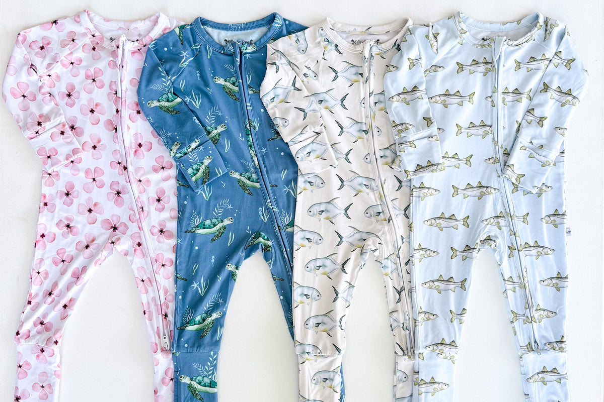 Sanibel Sea Turtle Zippy Sleepers with Fold Over Cuffs (0/3M-12/18M)