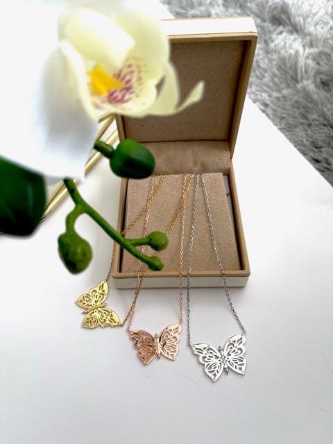 .925 Silver Papillon Butterfly Women's Necklace Jewelry