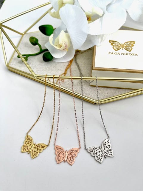.925 Silver Papillon Butterfly Women's Necklace Jewelry
