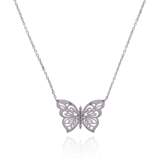 .925 Silver Papillon Butterfly Women's Necklace Jewelry