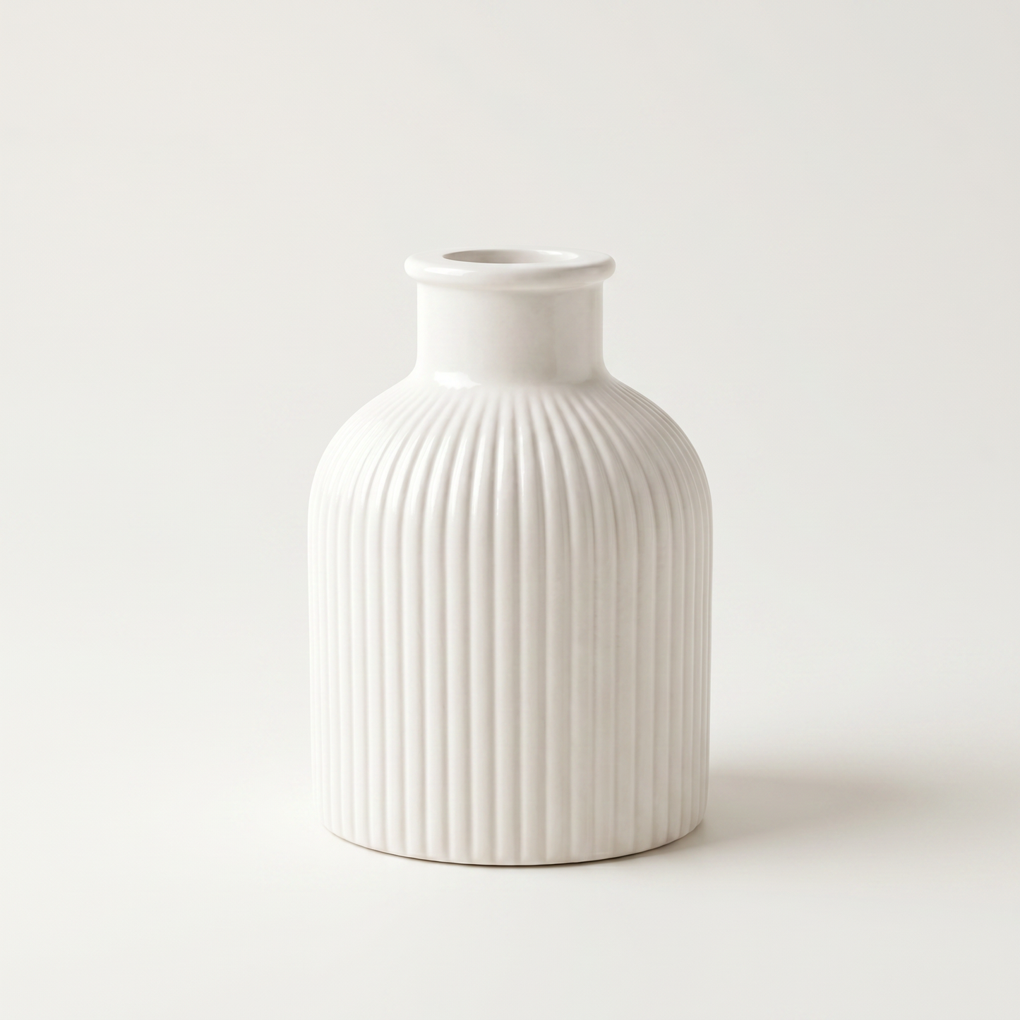 Ribbed Bottle Vase, Gypsum White 4"